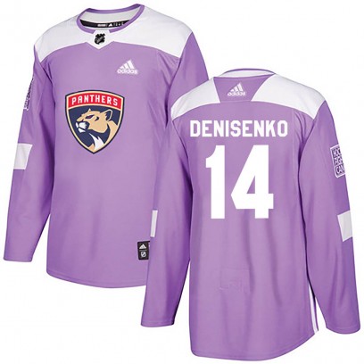 Men's Authentic Florida Panthers Grigori Denisenko Adidas Fights Cancer Practice Jersey - Purple