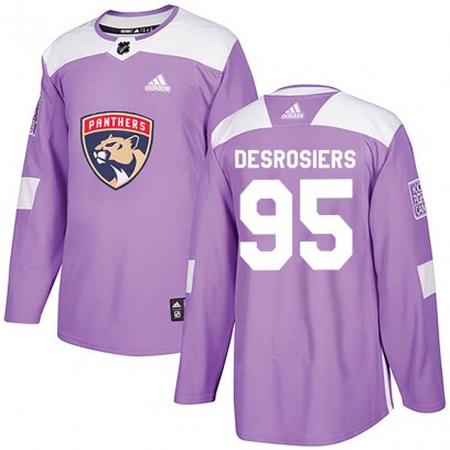 Men's Authentic Florida Panthers Philippe Desrosiers Adidas Fights Cancer Practice Jersey - Purple