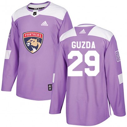 Men's Authentic Florida Panthers Mack Guzda Adidas Fights Cancer Practice Jersey - Purple