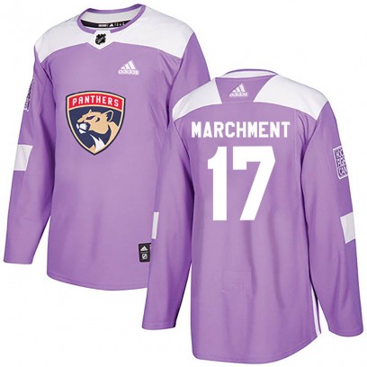 Men's Authentic Florida Panthers Mason Marchment Adidas Fights Cancer Practice Jersey - Purple
