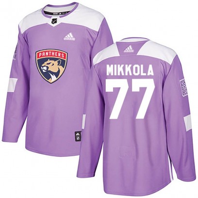 Men's Authentic Florida Panthers Niko Mikkola Adidas Fights Cancer Practice Jersey - Purple