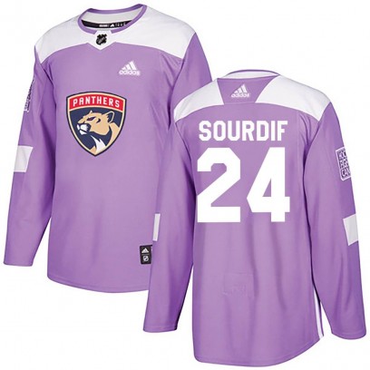 Men's Authentic Florida Panthers Justin Sourdif Adidas Fights Cancer Practice Jersey - Purple