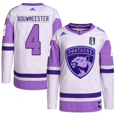 Youth Authentic Florida Panthers Jay Bouwmeester Adidas Hockey Fights Cancer Primegreen 2023 Stanley Cup Final Jersey - White/Pu