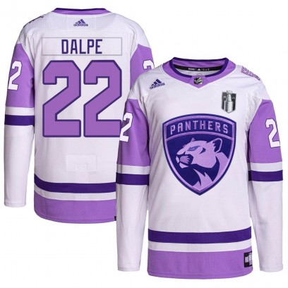 Youth Authentic Florida Panthers Zac Dalpe Adidas Hockey Fights Cancer Primegreen 2023 Stanley Cup Final Jersey - White/Purple