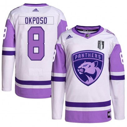 Youth Authentic Florida Panthers Kyle Okposo Adidas Hockey Fights Cancer Primegreen 2023 Stanley Cup Final Jersey - White/Purple