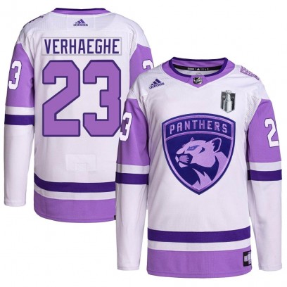 Youth Authentic Florida Panthers Carter Verhaeghe Adidas Hockey Fights Cancer Primegreen 2023 Stanley Cup Final Jersey - White/P