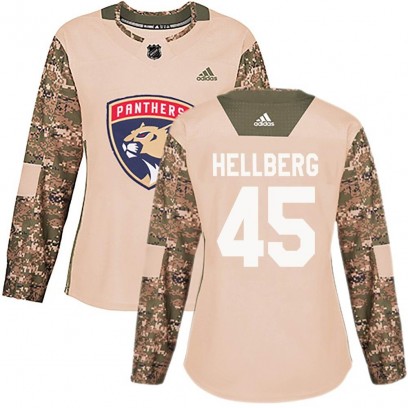 Women's Authentic Florida Panthers Magnus Hellberg Adidas Veterans Day Practice Jersey - Camo