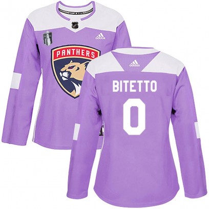 Women's Authentic Florida Panthers Anthony Bitetto Adidas Fights Cancer Practice 2023 Stanley Cup Final Jersey - Purple