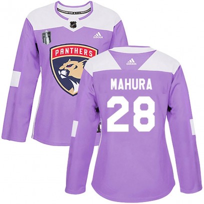Women's Authentic Florida Panthers Josh Mahura Adidas Fights Cancer Practice 2023 Stanley Cup Final Jersey - Purple