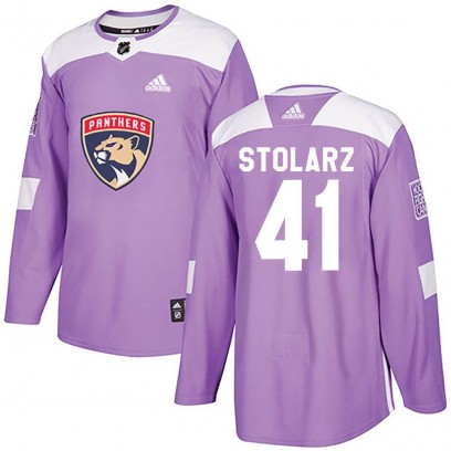 Youth Authentic Florida Panthers Anthony Stolarz Adidas Fights Cancer Practice Jersey - Purple