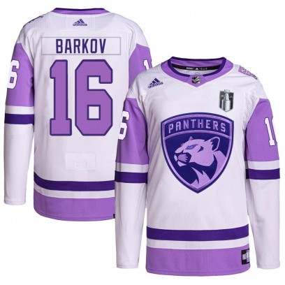 Men's Authentic Florida Panthers Aleksander Barkov Adidas Hockey Fights Cancer Primegreen 2023 Stanley Cup Final Jersey - White/