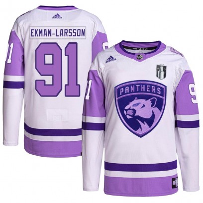 Men's Authentic Florida Panthers Oliver Ekman-Larsson Adidas Hockey Fights Cancer Primegreen 2023 Stanley Cup Final Jersey - Whi