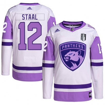Men's Authentic Florida Panthers Eric Staal Adidas Hockey Fights Cancer Primegreen 2023 Stanley Cup Final Jersey - White/Purple