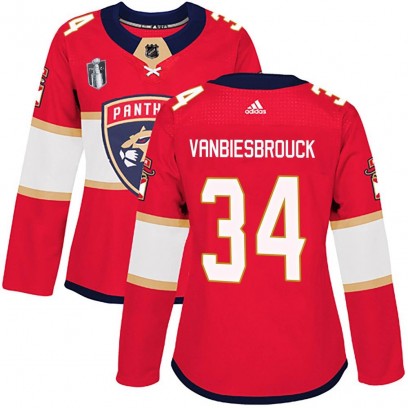 Women's Authentic Florida Panthers John Vanbiesbrouck Adidas Home 2023 Stanley Cup Final Jersey - Red