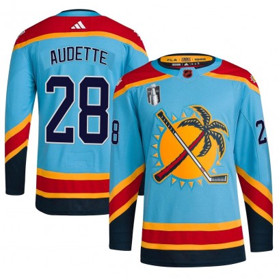 Men's Authentic Florida Panthers Donald Audette Adidas Reverse Retro 2.0 2023 Stanley Cup Final Jersey - Light Blue