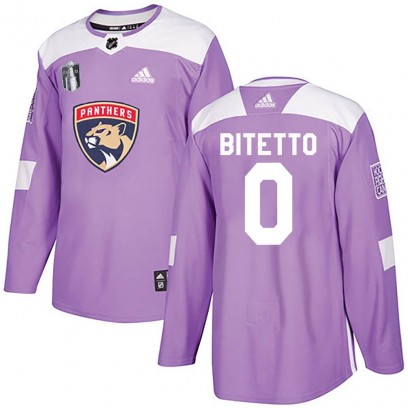 Men's Authentic Florida Panthers Anthony Bitetto Adidas Fights Cancer Practice 2023 Stanley Cup Final Jersey - Purple
