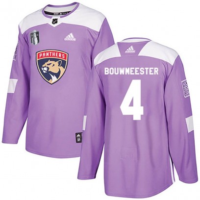 Men's Authentic Florida Panthers Jay Bouwmeester Adidas Fights Cancer Practice 2023 Stanley Cup Final Jersey - Purple