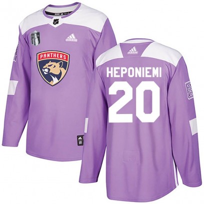 Men's Authentic Florida Panthers Aleksi Heponiemi Adidas Fights Cancer Practice 2023 Stanley Cup Final Jersey - Purple