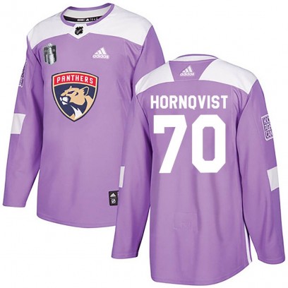 Men's Authentic Florida Panthers Patric Hornqvist Adidas Fights Cancer Practice 2023 Stanley Cup Final Jersey - Purple