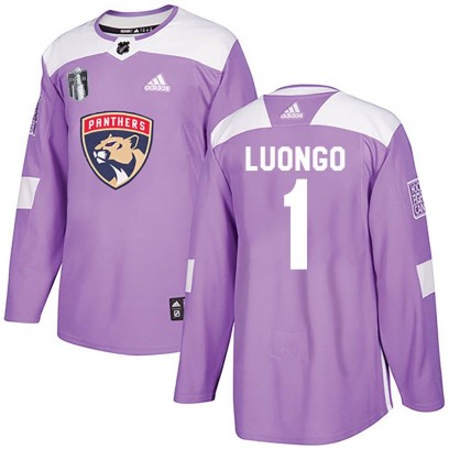 Men's Authentic Florida Panthers Roberto Luongo Adidas Fights Cancer Practice 2023 Stanley Cup Final Jersey - Purple
