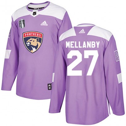 Men's Authentic Florida Panthers Scott Mellanby Adidas Fights Cancer Practice 2023 Stanley Cup Final Jersey - Purple