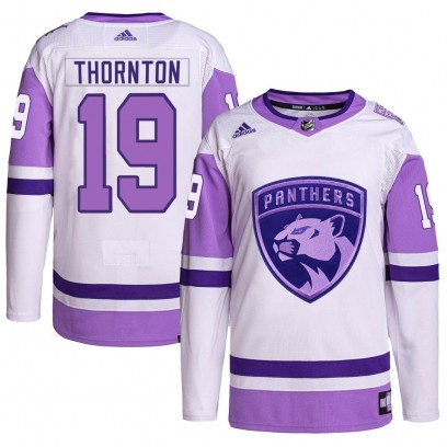Youth Authentic Florida Panthers Joe Thornton Adidas Hockey Fights Cancer Primegreen Jersey - White/Purple
