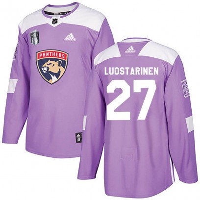 Youth Authentic Florida Panthers Eetu Luostarinen Adidas Fights Cancer Practice 2023 Stanley Cup Final Jersey - Purple
