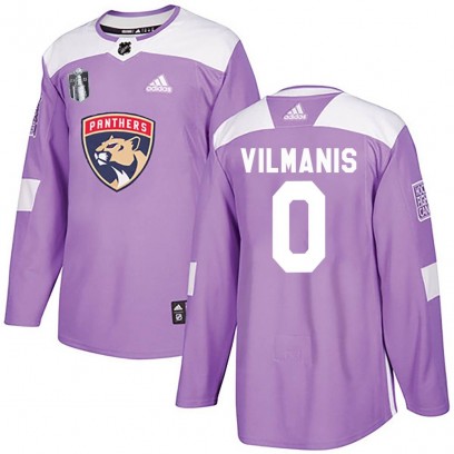 Youth Authentic Florida Panthers Sandis Vilmanis Adidas Fights Cancer Practice 2023 Stanley Cup Final Jersey - Purple