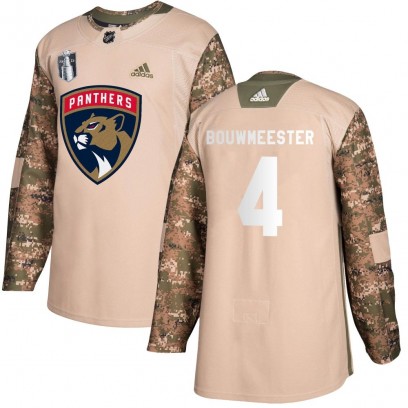 Youth Authentic Florida Panthers Jay Bouwmeester Adidas Veterans Day Practice 2023 Stanley Cup Final Jersey - Camo