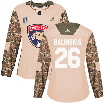 Women's Authentic Florida Panthers Uvis Balinskis Adidas Veterans Day Practice 2023 Stanley Cup Final Jersey - Camo