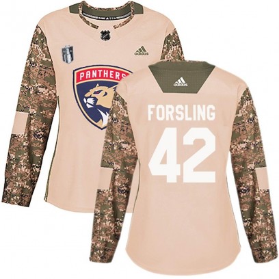 Women's Authentic Florida Panthers Gustav Forsling Adidas Veterans Day Practice 2023 Stanley Cup Final Jersey - Camo