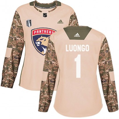Women's Authentic Florida Panthers Roberto Luongo Adidas Veterans Day Practice 2023 Stanley Cup Final Jersey - Camo