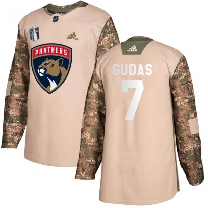 Men's Authentic Florida Panthers Radko Gudas Adidas Veterans Day Practice 2023 Stanley Cup Final Jersey - Camo