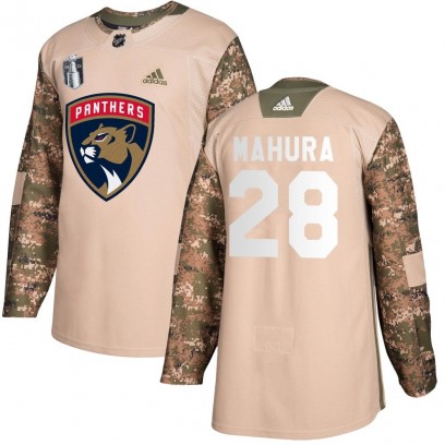 Men's Authentic Florida Panthers Josh Mahura Adidas Veterans Day Practice 2023 Stanley Cup Final Jersey - Camo