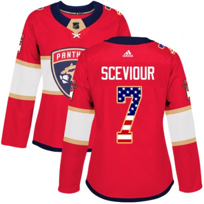 Women's Authentic Florida Panthers Colton Sceviour Adidas USA Flag Fashion Jersey - Red