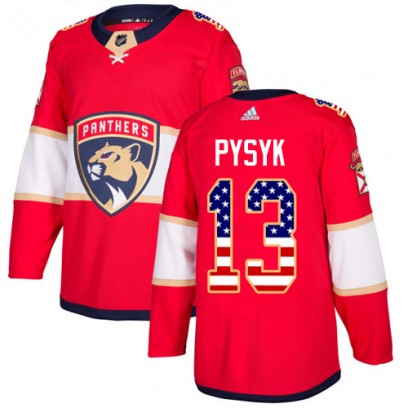 Men's Authentic Florida Panthers Mark Pysyk Adidas USA Flag Fashion Jersey - Red