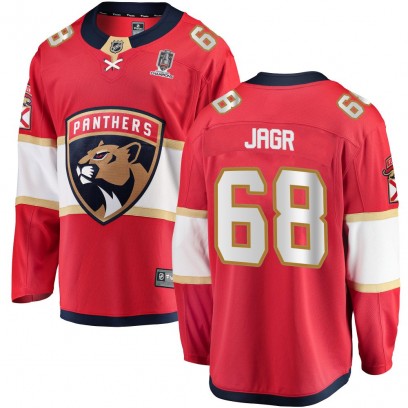 Youth Breakaway Florida Panthers Jaromir Jagr Fanatics Branded Home 2025 Stanley Cup Champions Patched Jersey - Red