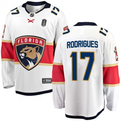 Youth Breakaway Florida Panthers Evan Rodrigues Fanatics Branded Away 2025 Stanley Cup Final Jersey - White
