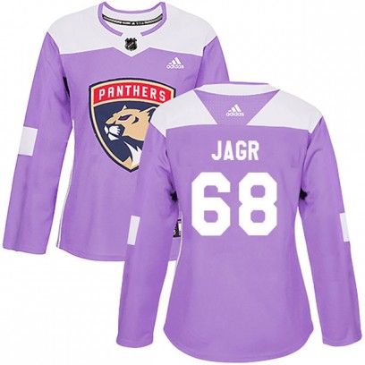 Women's Authentic Florida Panthers Jaromir Jagr Adidas Fights Cancer Practice Jersey - Purple
