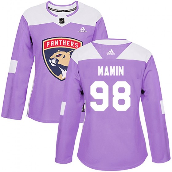 Women's Authentic Florida Panthers Maxim Mamin Adidas Fights Cancer Practice Jersey - Purple