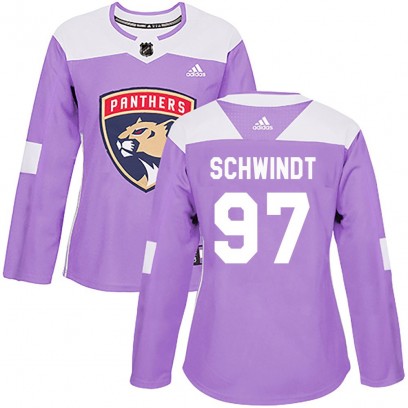 Women's Authentic Florida Panthers Kai Schwindt Adidas Fights Cancer Practice Jersey - Purple