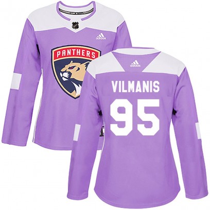 Women's Authentic Florida Panthers Sandis Vilmanis Adidas Fights Cancer Practice Jersey - Purple