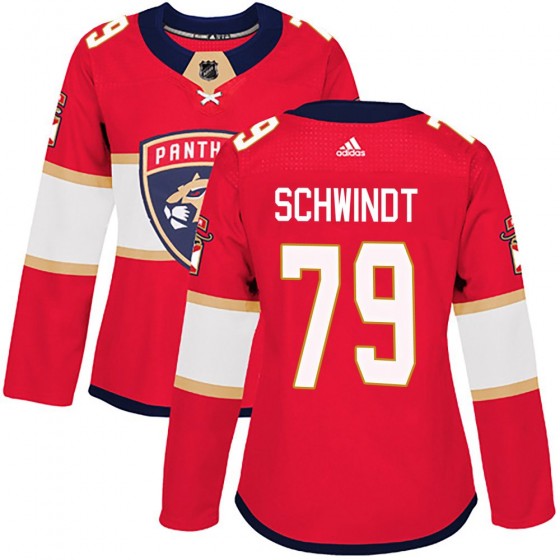 Women's Authentic Florida Panthers Cole Schwindt Adidas Home Jersey - Red