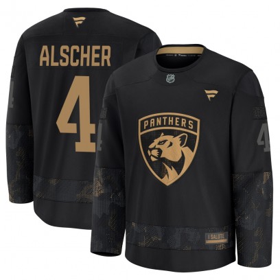 Men's Premium Florida Panthers Marek Alscher Fanatics 2024 Military Appreciation Practice Jersey - Black