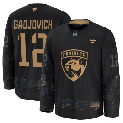 Men's Premium Florida Panthers Jonah Gadjovich Fanatics 2024 Military Appreciation Practice Jersey - Black