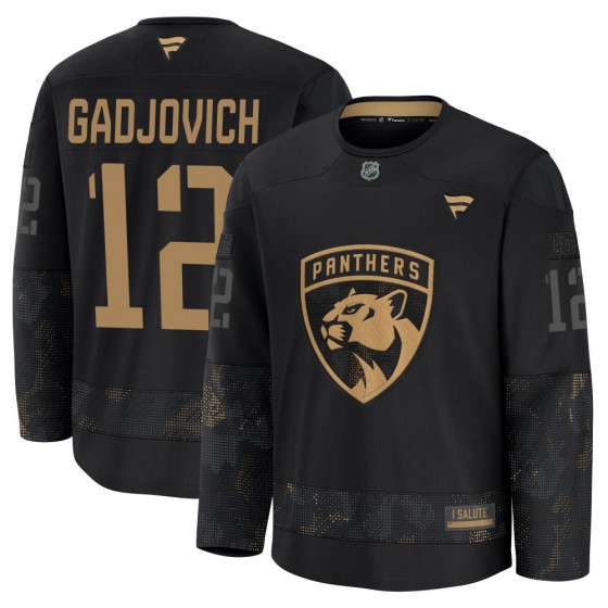 Men's Premium Florida Panthers Jonah Gadjovich Fanatics 2024 Military Appreciation Practice Jersey - Black