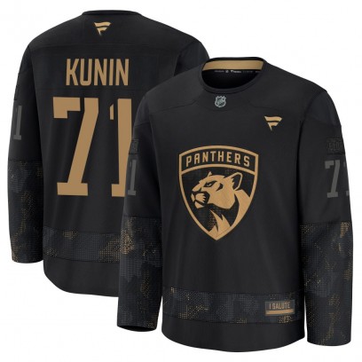Men's Premium Florida Panthers Luke Kunin Fanatics 2024 Military Appreciation Practice Jersey - Black