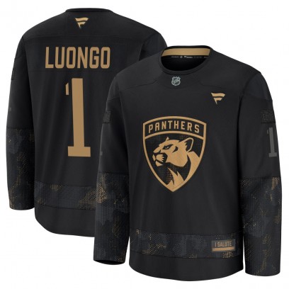 Men's Premium Florida Panthers Roberto Luongo Fanatics 2024 Military Appreciation Practice Jersey - Black