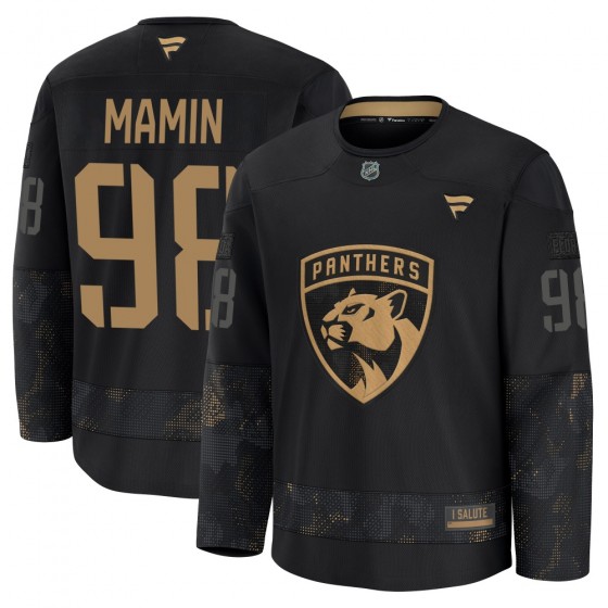 Men's Premium Florida Panthers Maxim Mamin Fanatics 2024 Military Appreciation Practice Jersey - Black