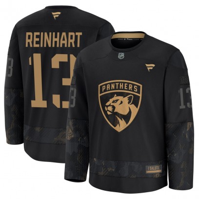 Men's Premium Florida Panthers Sam Reinhart Fanatics 2024 Military Appreciation Practice Jersey - Black